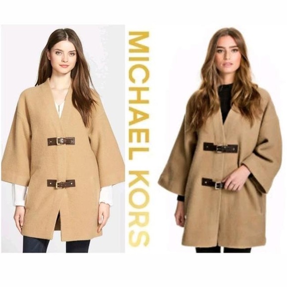 Michael Kors NWT Dolman Tan Wool Buckle Coat - Picture 2 of 8
